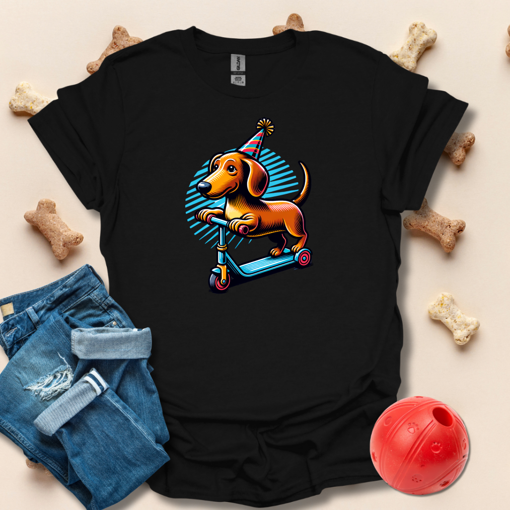 Dachshund Riding Scooter T-Shirt