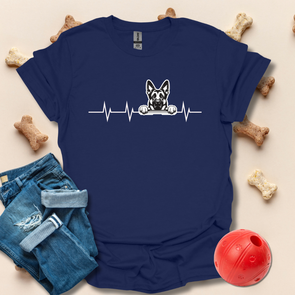 Heart Beats German Shepherd Funny Dog T-Shirt