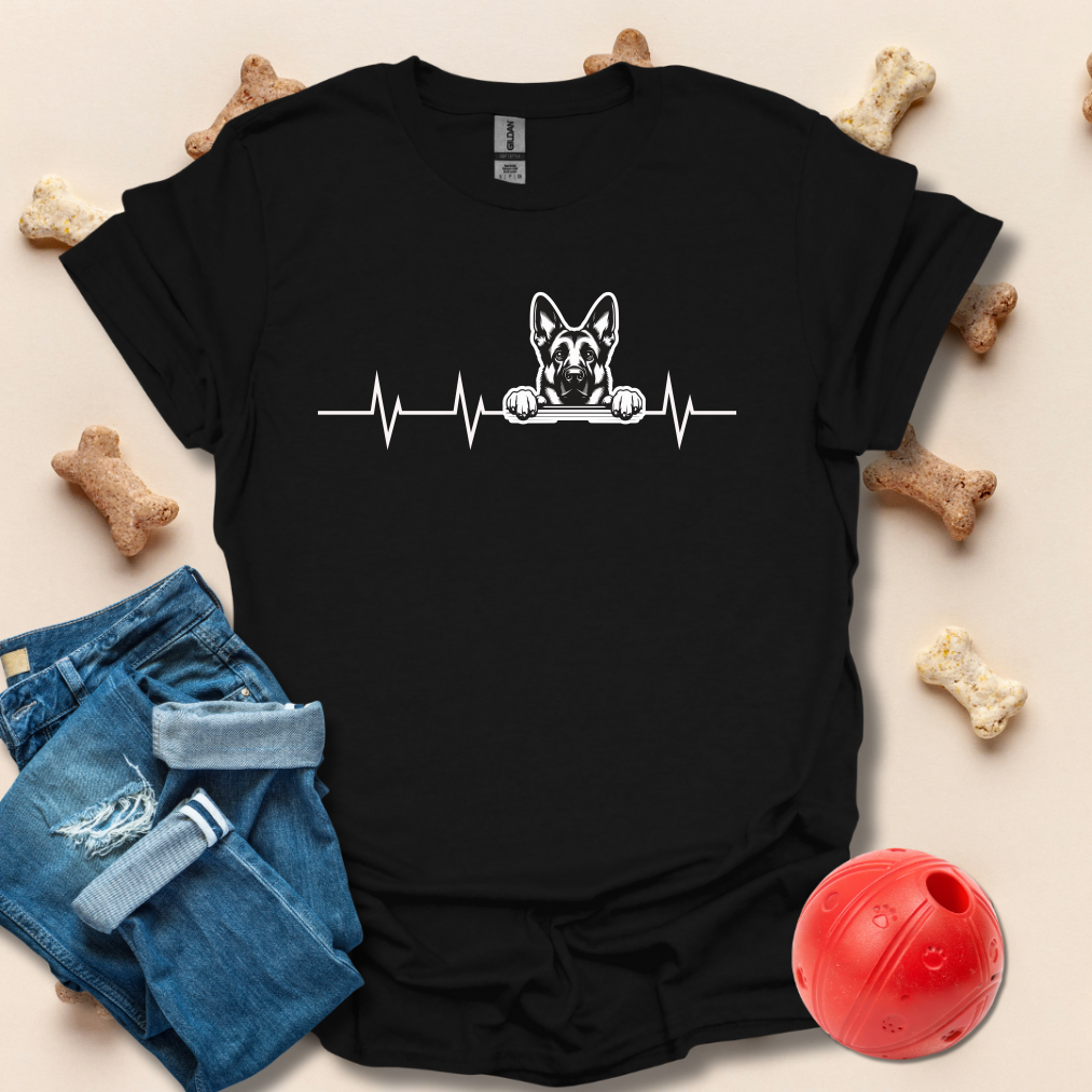 Heart Beats German Shepherd Funny Dog T-Shirt