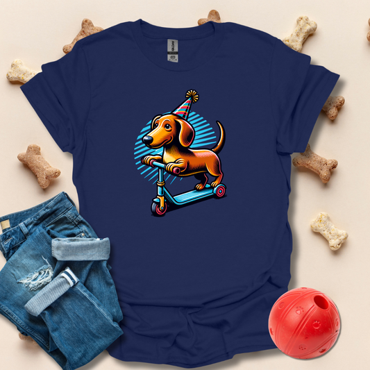 Dachshund Riding Scooter T-Shirt